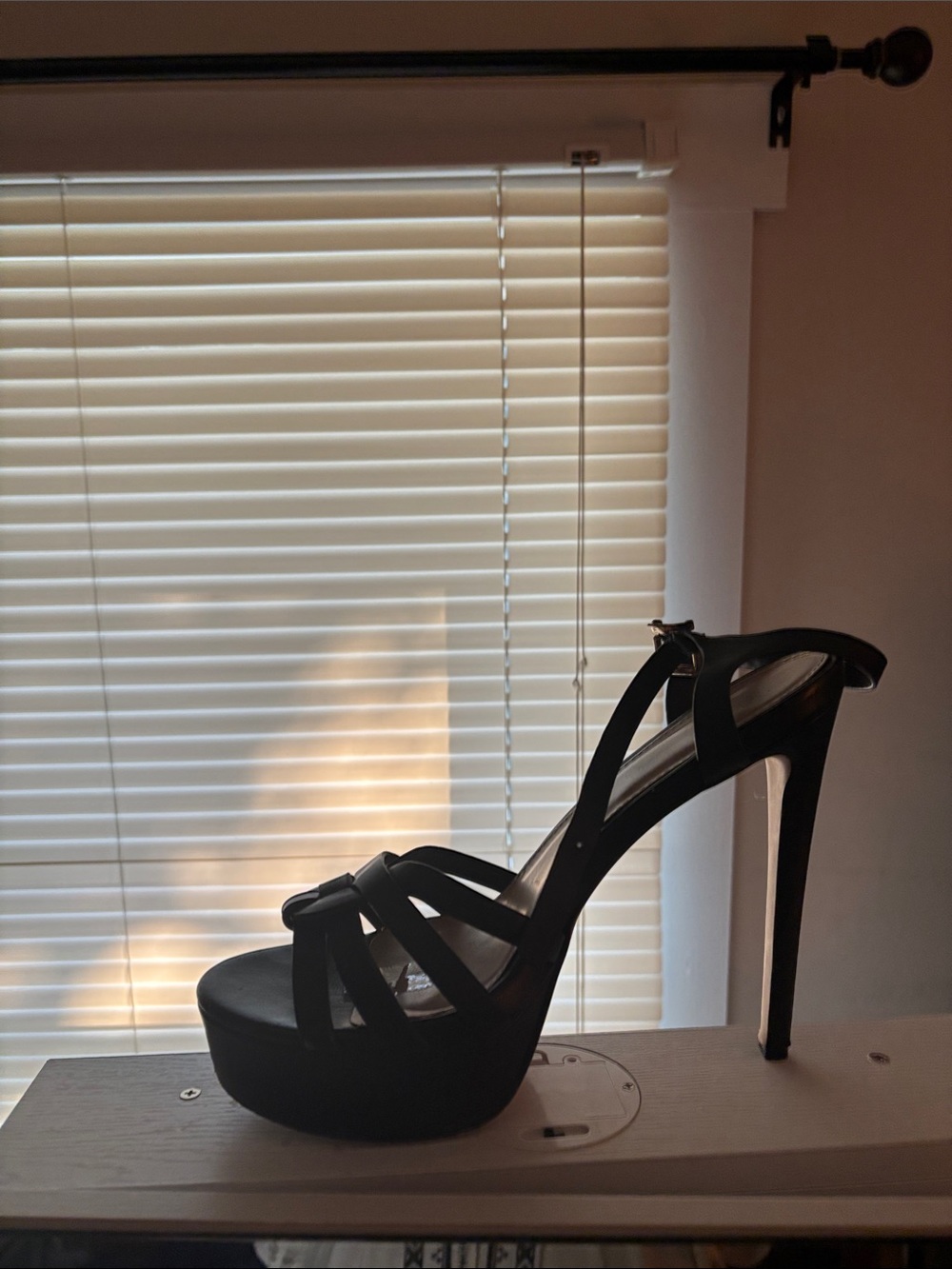 New Balance Black Strappy Platform Stiletto Heel